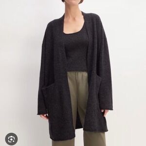 NEW Everlane Wool Blend Oversized Cardigan Charcoal Grey Open Front Small